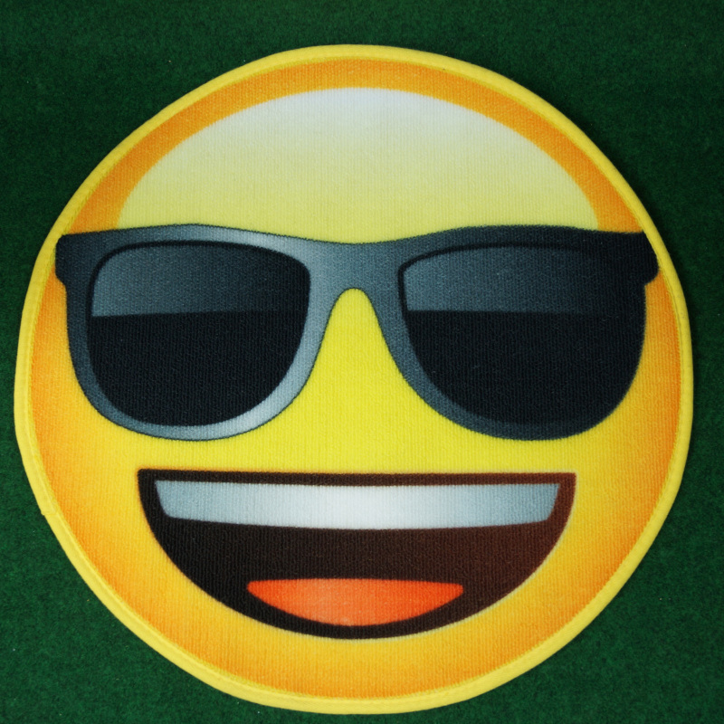 Fussmatte Emoji rund groß - Face Sunglasses