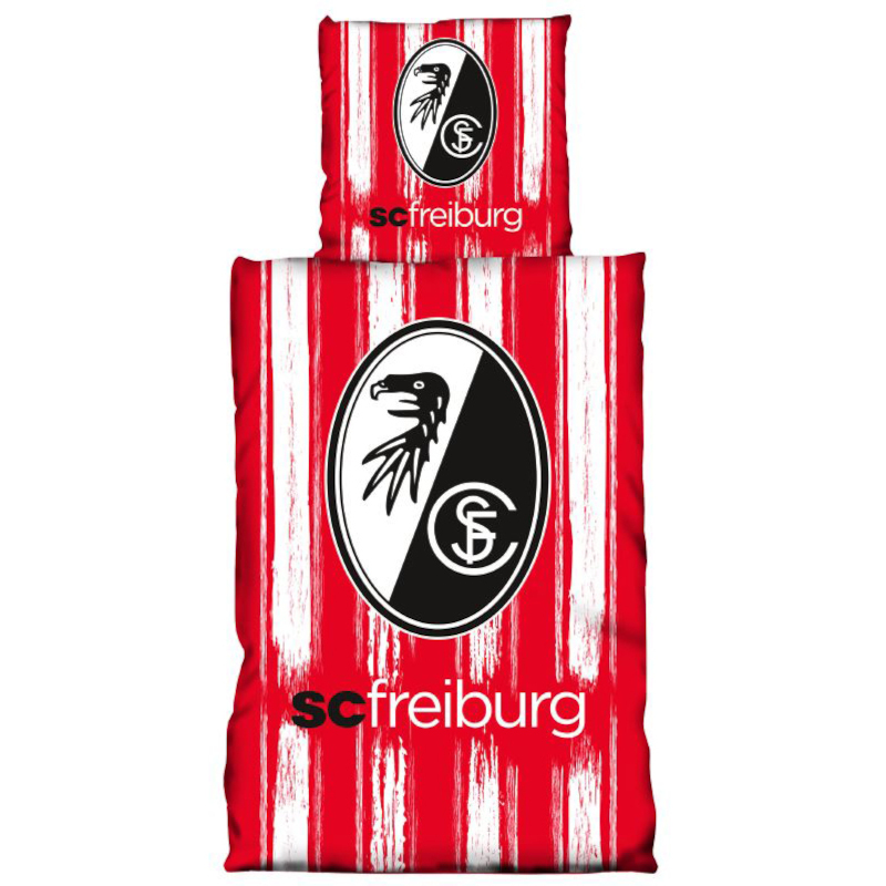 SC Freiburg Bettwäsche "Streifen" weiß-rot