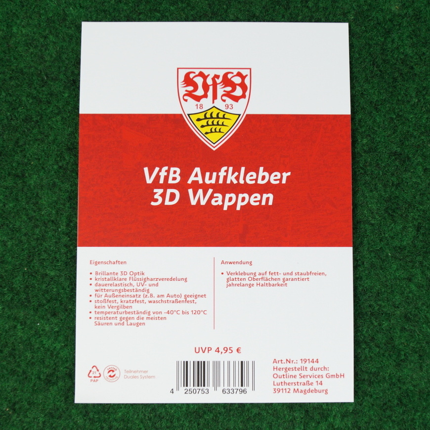 VfB Stuttgart 3D-Aufkleber Wappen farbig