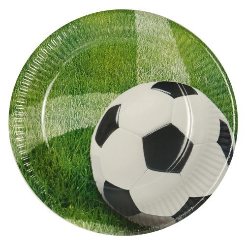 Pappteller mit Fussball Motiv und Rasen